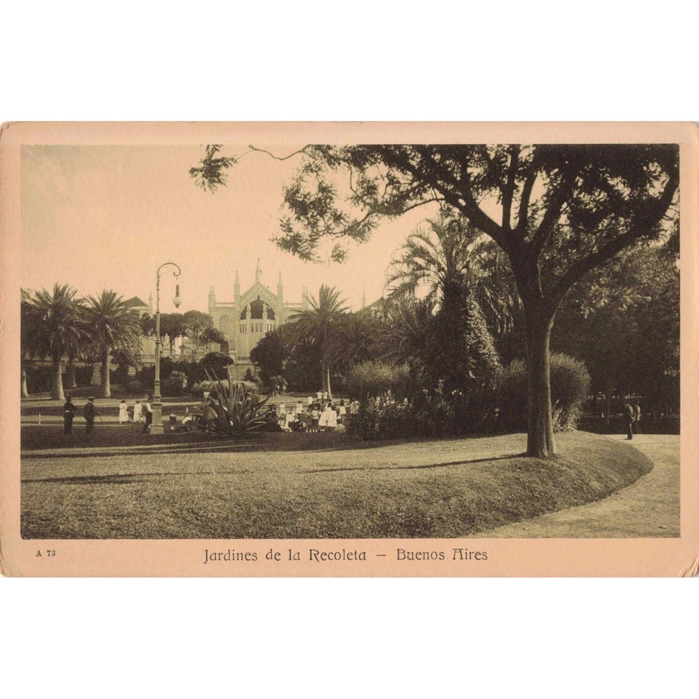 Vintage Jardines de la Recoleta Buenos Aires Argentina Postcard Fototipia Peuser - Picture 1 of 2